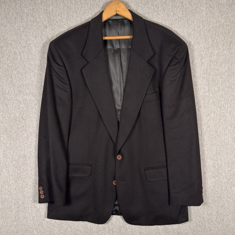 100% Cashmere Sport Coat Suit Jacket Blazer Mens Black Soft Size 42R Connoisseur